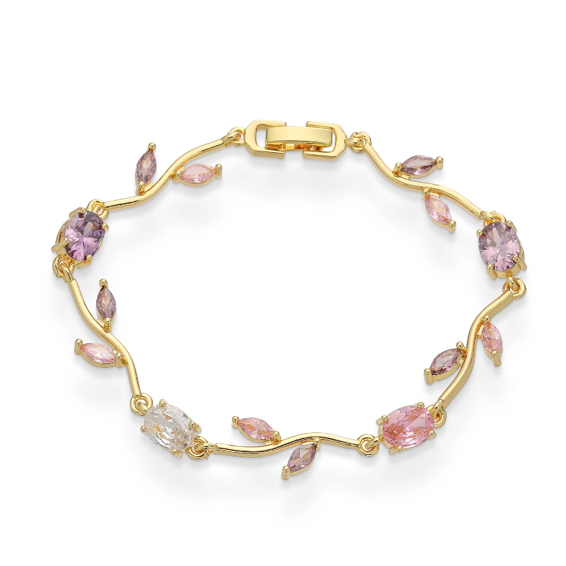 Multicolor Zircon Flower Link Bracelet