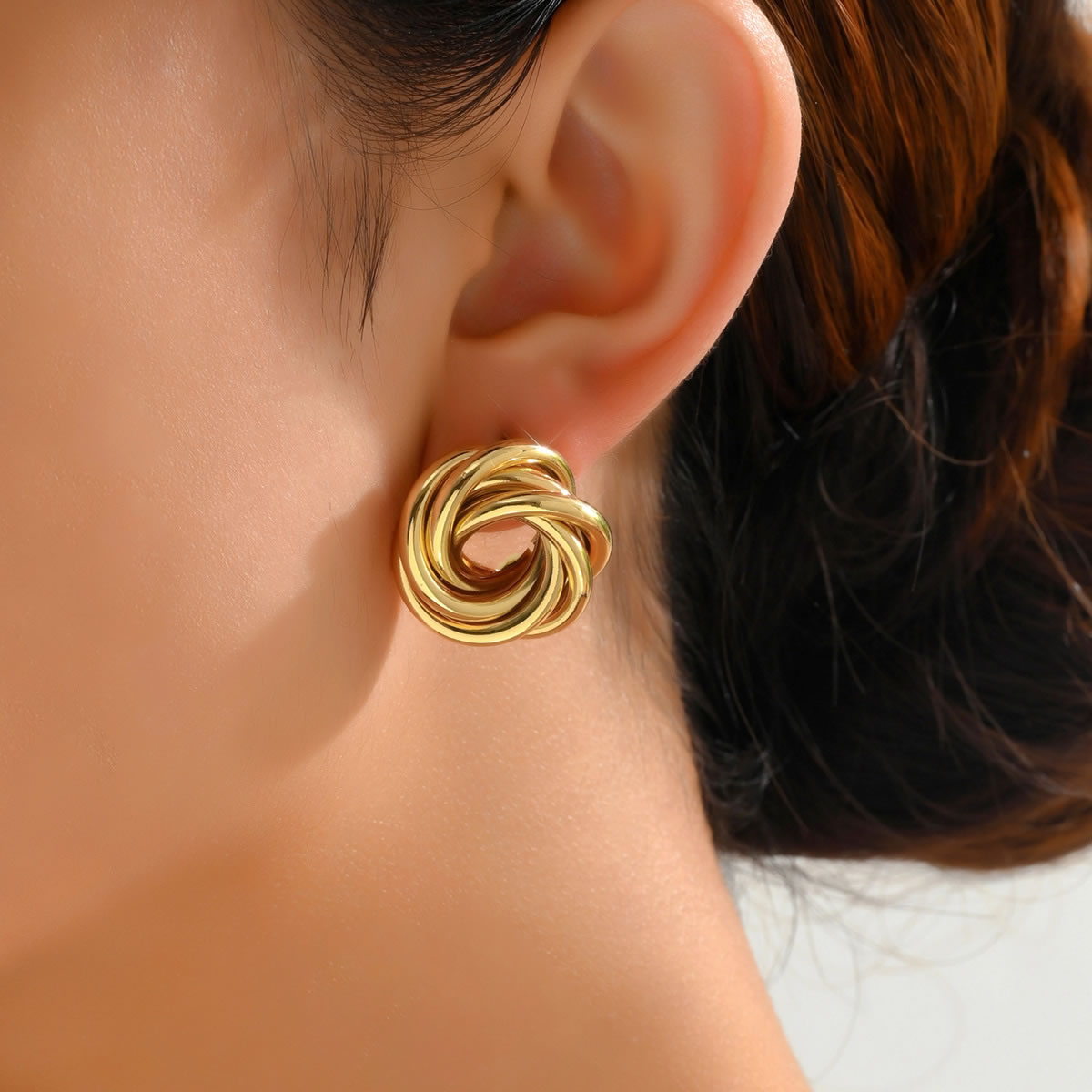 Geometric Twist Flower Earrings
