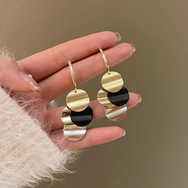 Geometric Round Tassel Earrings
