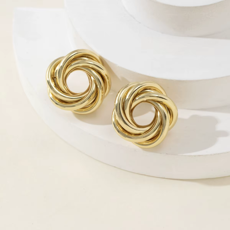 Geometric Twist Flower Earrings