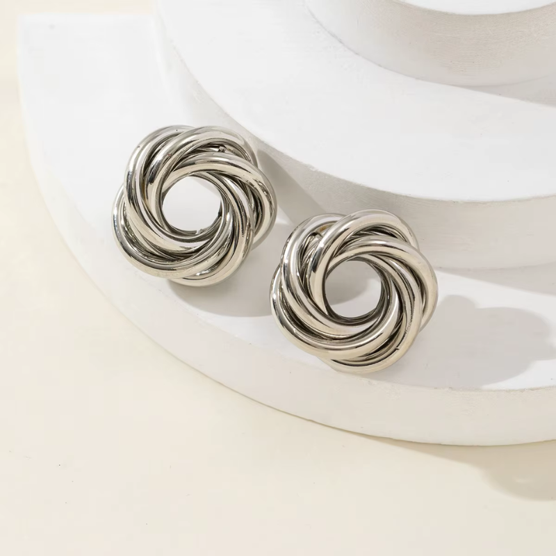 Geometric Twist Flower Earrings