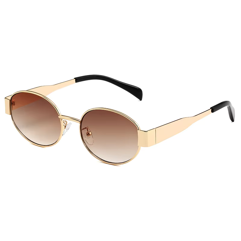 Vintage Gold Oval Metal Sunglasses