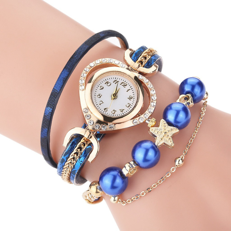 Decorative Multi-layered Beaded Bracelet Watch