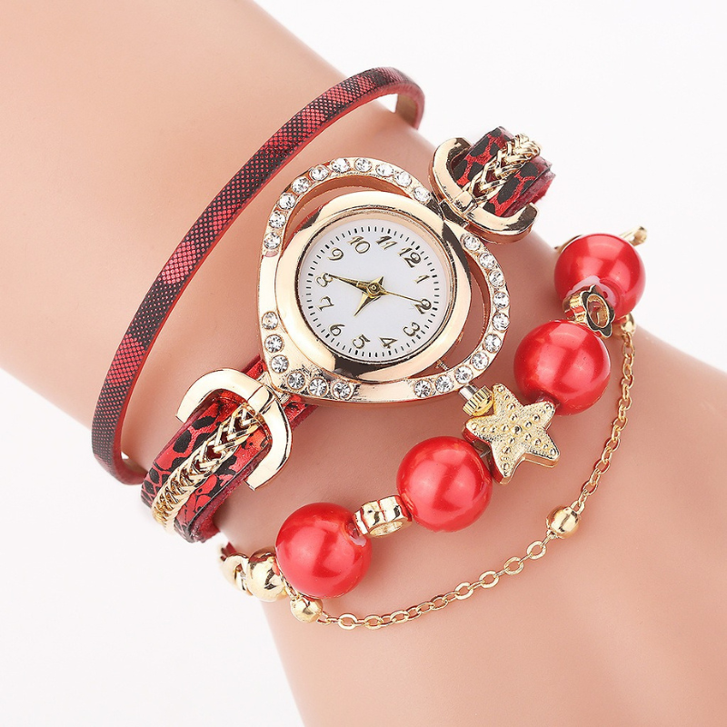 Decorative Multi-layered Beaded Bracelet Watch