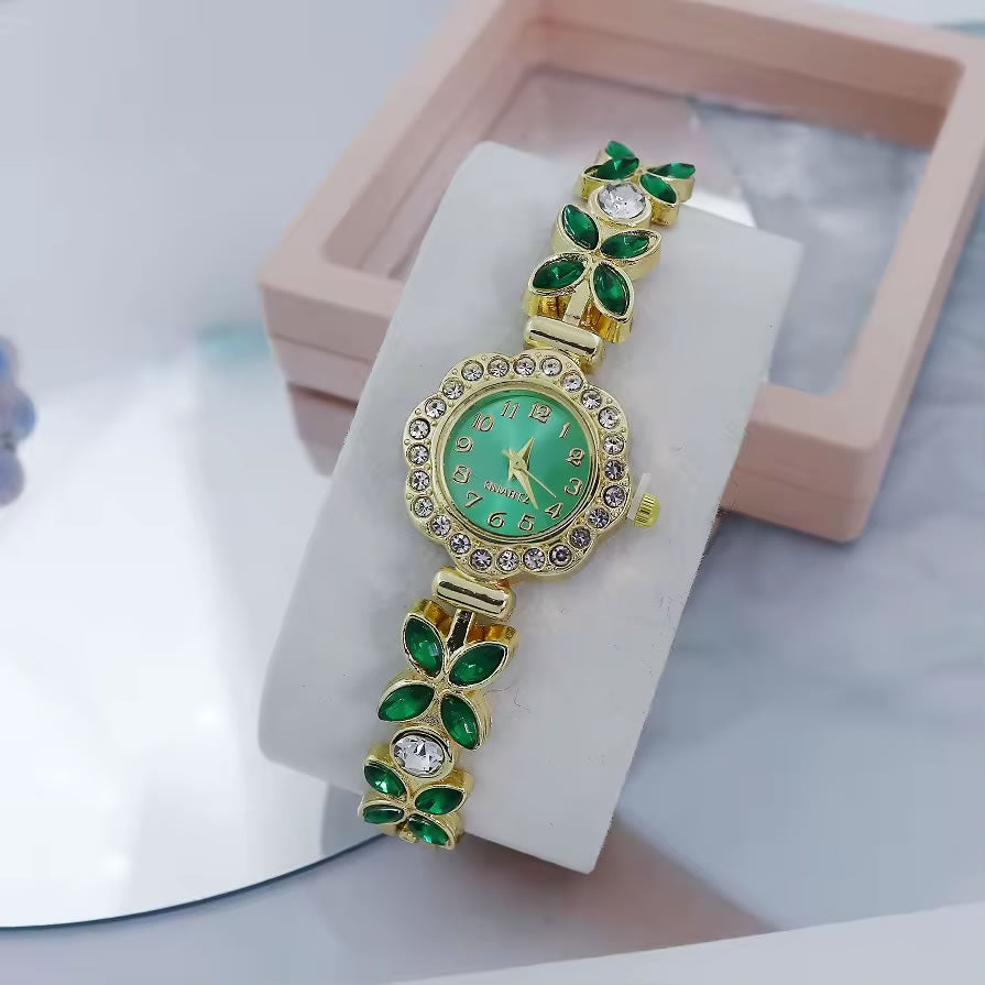 Flower Gemstone Wristwatch