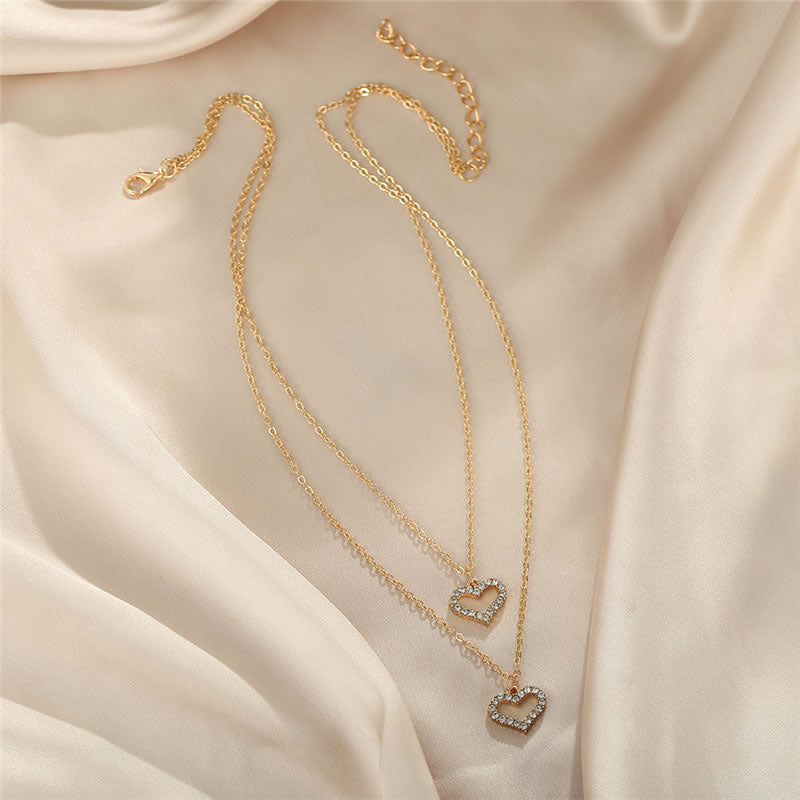 Gold Double Layer Heart Necklace