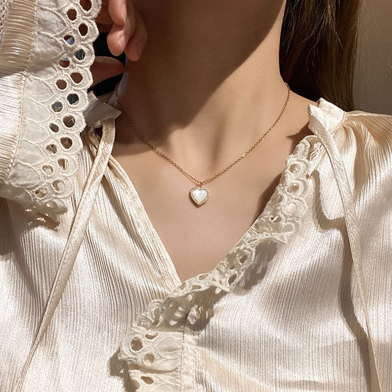 Trendy Heart Opal Necklace