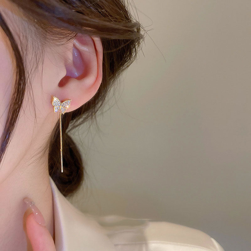 Golden Butterfly Zircon Earrings