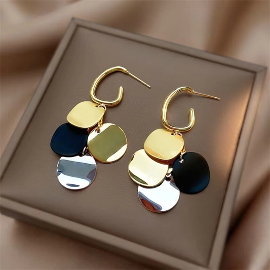 Geometric Round Tassel Earrings