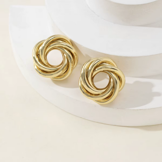 Geometric Twist Flower Earrings