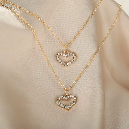 Gold Double Layer Heart Necklace