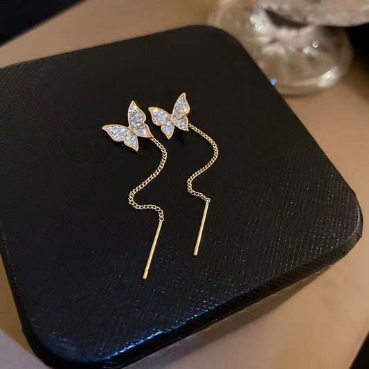 Golden Butterfly Zircon Earrings