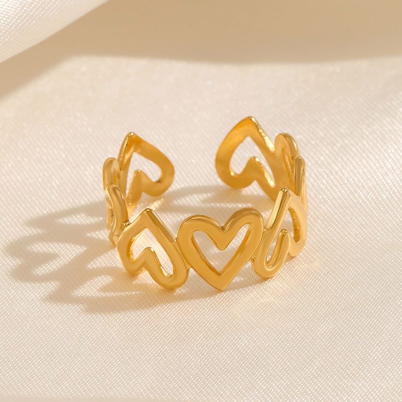 Adjustable Heart Hollow Ring
