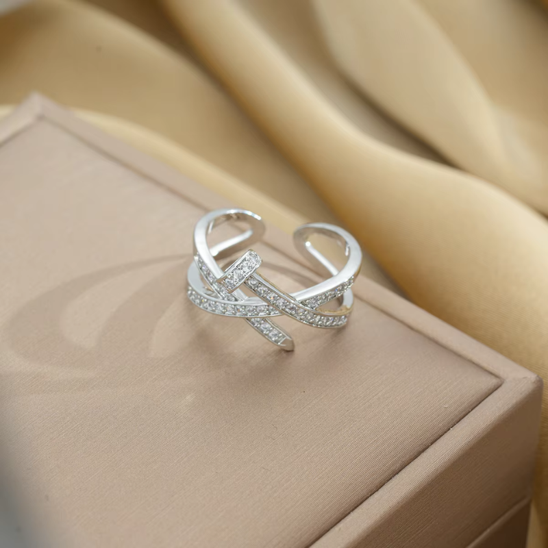 Adjustable Full Diamond Zircon Open Ring
