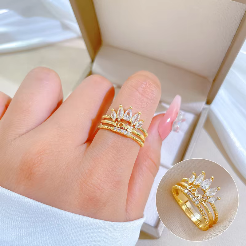 Adjustable Love Crown Diamond Ring
