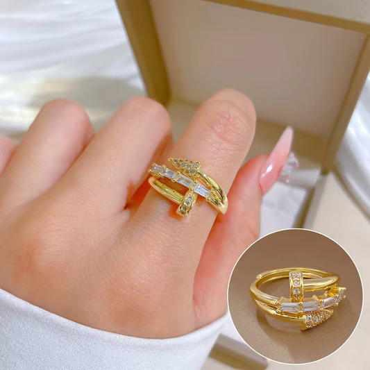 Adjustable Open Nail Zircon Ring