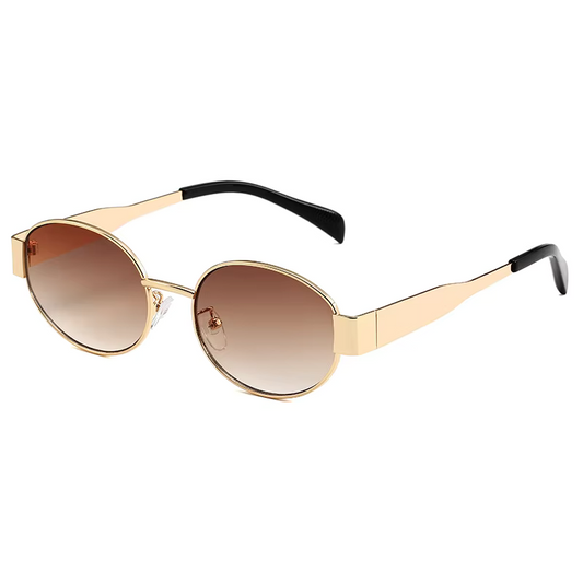 Vintage Gold Oval Metal Sunglasses