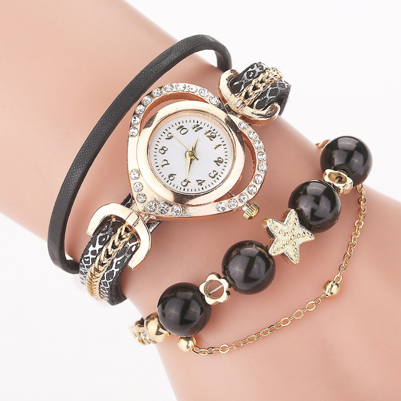 Decorative Multi-layered Beaded Bracelet Watch