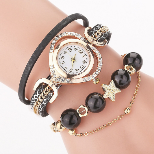 Decorative Multi-layered Beaded Bracelet Watch