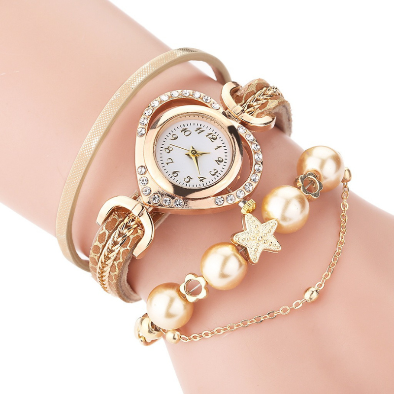 Decorative Multi-layered Beaded Bracelet Watch