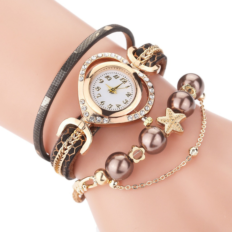 Decorative Multi-layered Beaded Bracelet Watch
