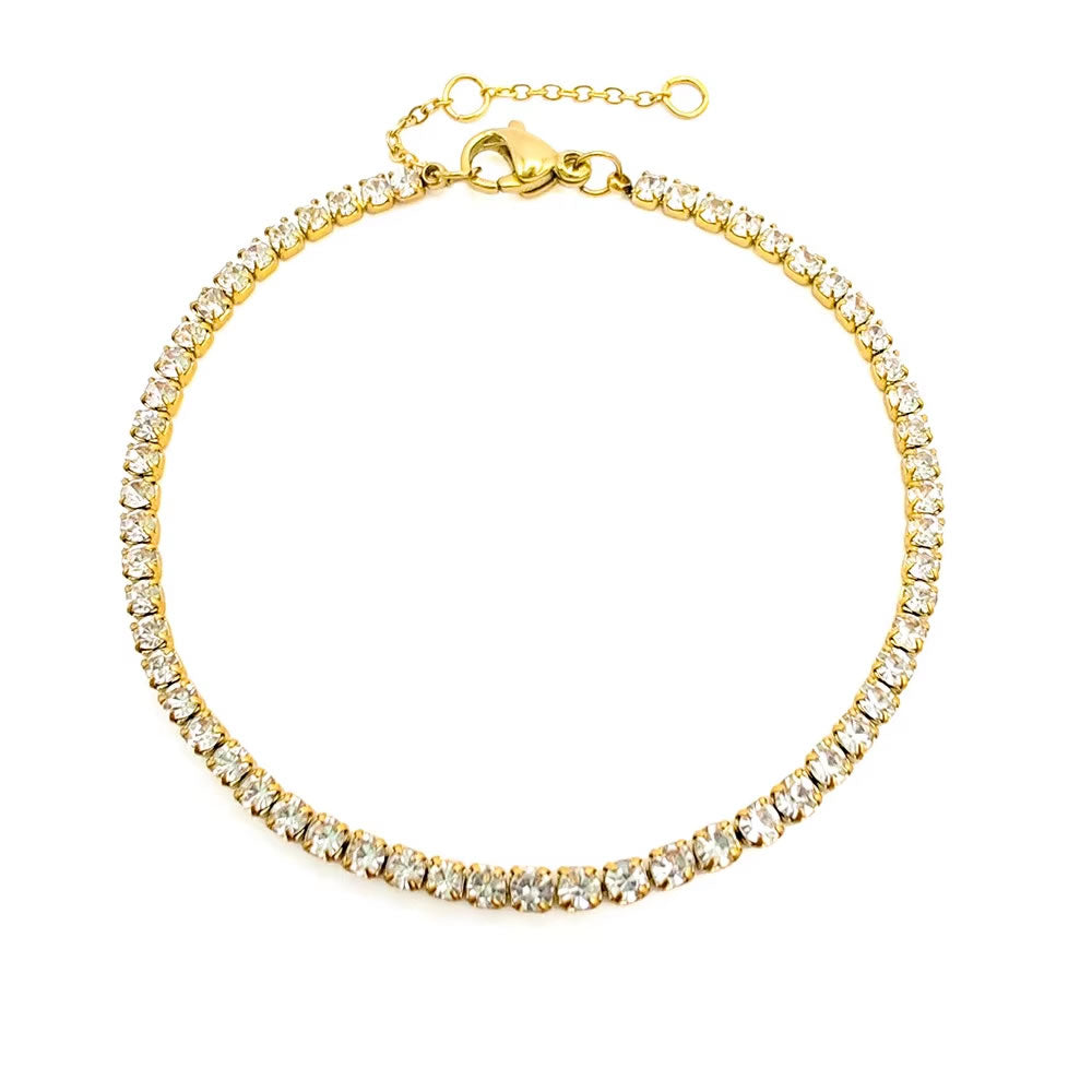 Stainless Steel Zircon Tennis Diamond Look Bracelet