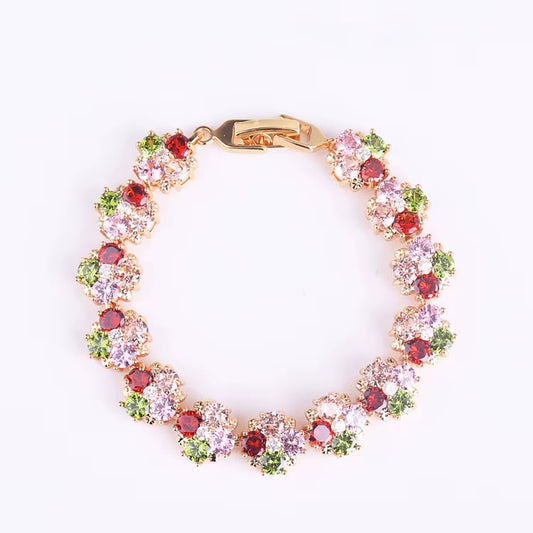 Antique Bridal Wedding Cuff Crystal Flower Bracelet