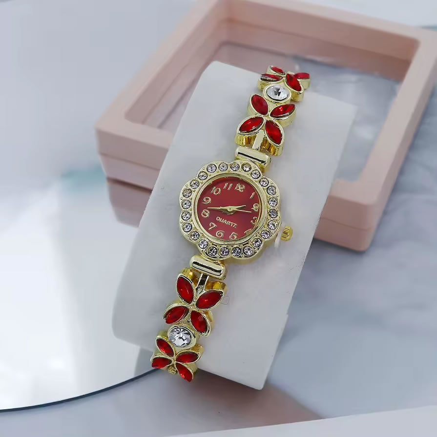 Flower Gemstone Wristwatch