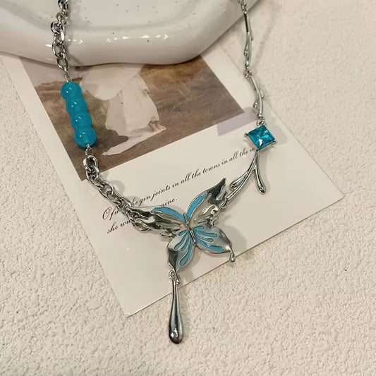 Simple Ins Style Irregular Lava Butterfly Necklace