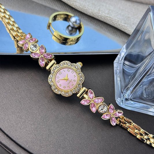 Flower Gemstone Wristwatch