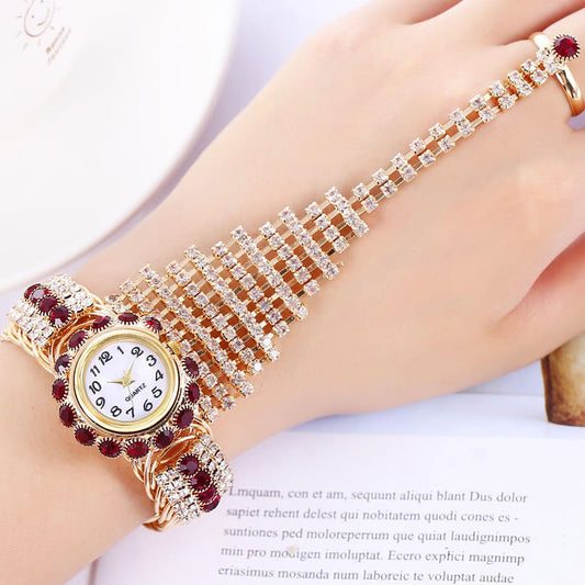 Luxurious Diamond Claw Chain Ring Watch