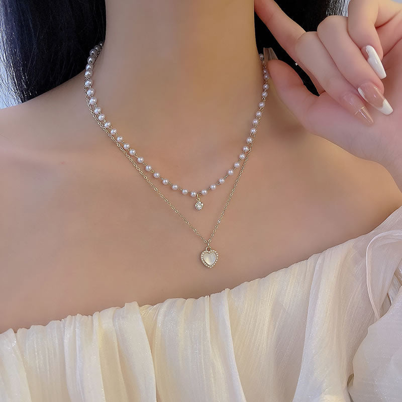 Pearl Double Layer Love Necklace