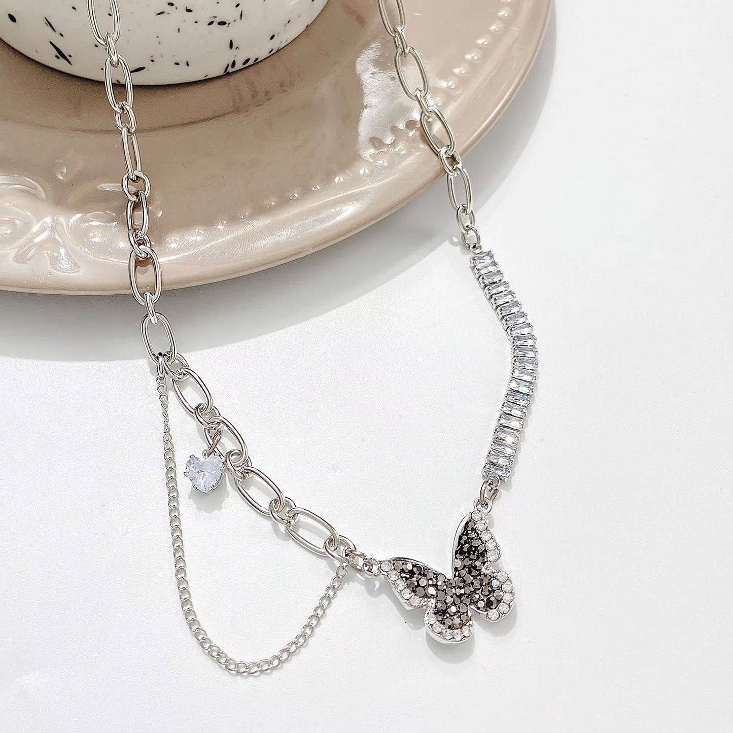 Luxury Black Zircon Butterfly Necklace